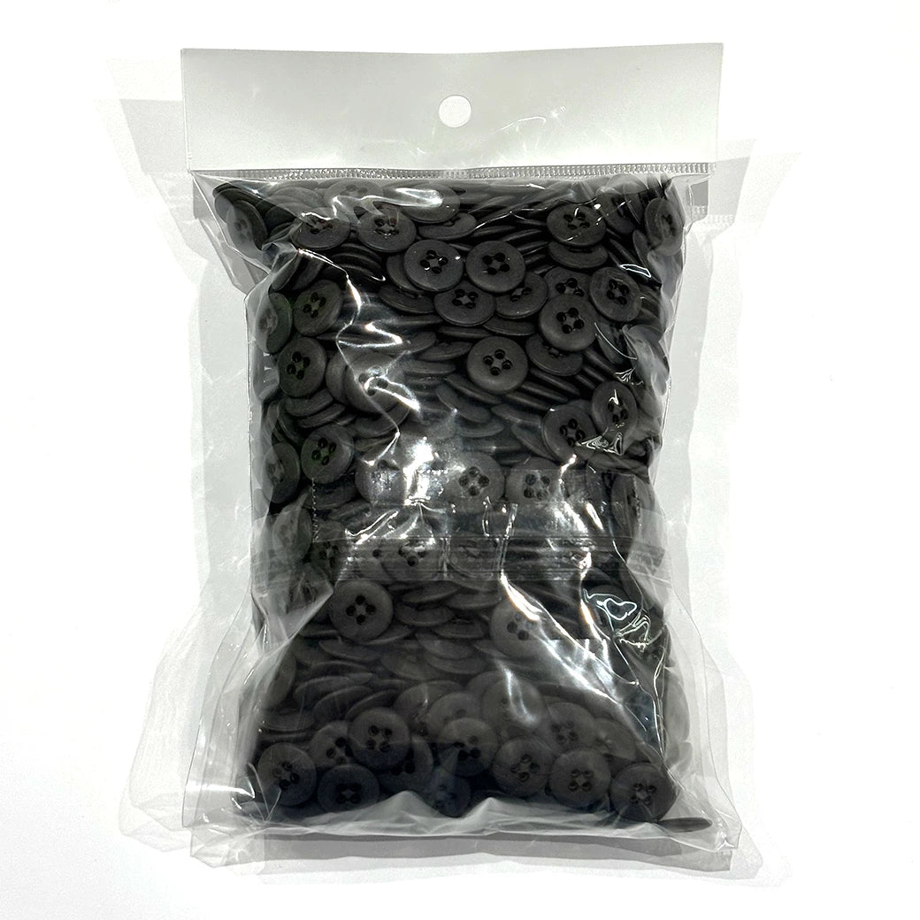 ボタンまとめ売り 【 四つ穴ボタン こげ茶 15mm 約1000個入 】 4つ穴 ボタン