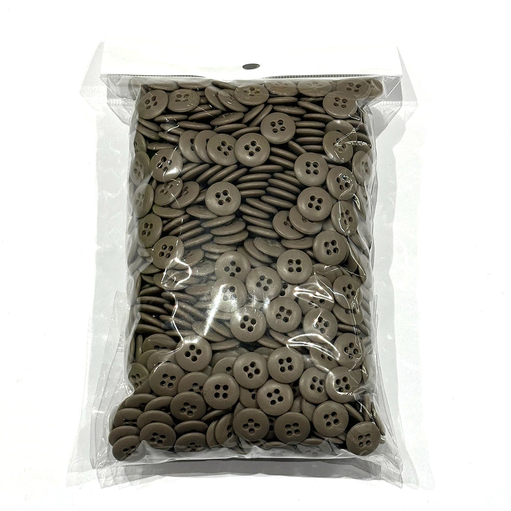 ボタンまとめ売り 【 四つ穴ボタン モカ 15mm 約1000個入 】 4つ穴 ボタン