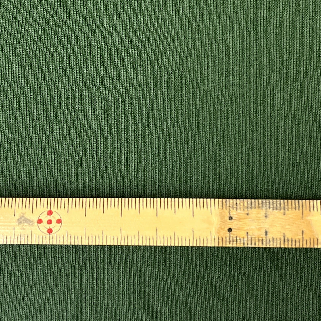 生地【 リブフライス グリーン 】 95cm巾 綿100％ コットンリブニット 綿リブ生地