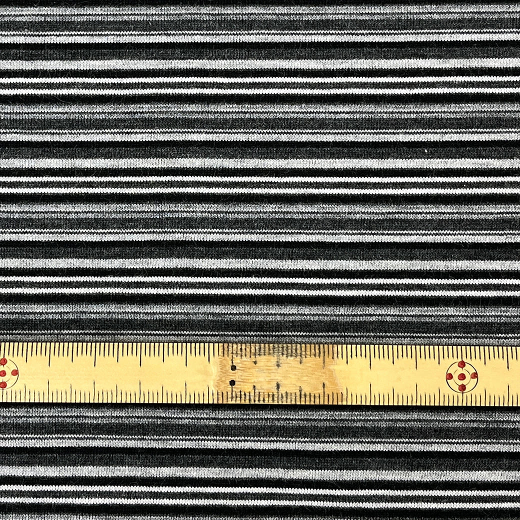 生地【 ボーダー天竺 黒×グレー 】 160cm巾 幅広 綿100％ 天竺ニット ボーダーニット コットンニット ボーダー生地 ハンドメイドニット ソーイング生地