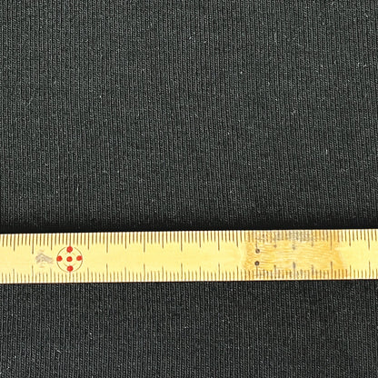 生地【 厚手リブフライス 黒 】 160cm巾 幅広 綿100％ コットンリブニット 綿リブ生地 伸縮ニット生地