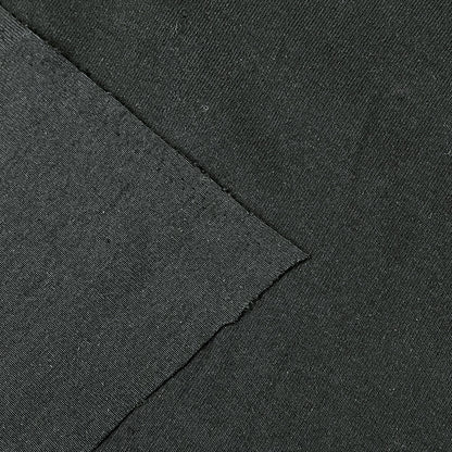 生地【 厚手リブフライス 黒 】 160cm巾 幅広 綿100％ コットンリブニット 綿リブ生地 伸縮ニット生地