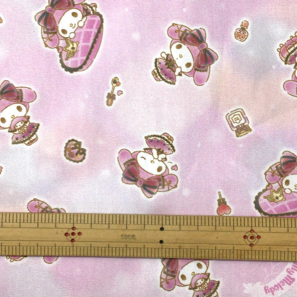 生地 【 マイメロ・クロミ インクジェット パープル×ピンク 】 110cm巾 綿100％ オックス生地 キャラクター生地 サンリオ生地