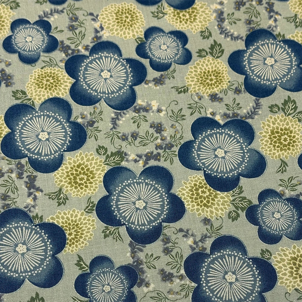 生地 【 和柄シーチングプリント 梅花 カーキ 】 シーチング生地 108cm巾 シーチングプリント 和柄 和調プリント 梅の花 花柄 フラワープリント 北欧系