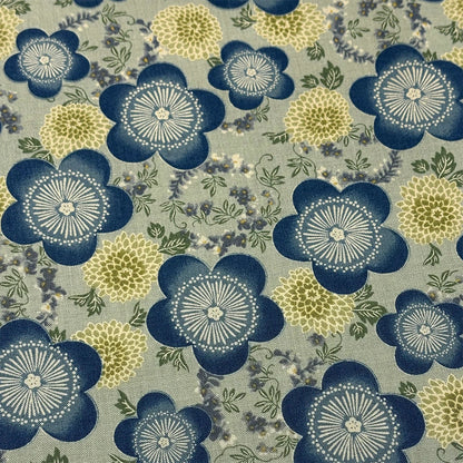 生地 【 和柄シーチングプリント 梅花 カーキ 】 シーチング生地 108cm巾 シーチングプリント 和柄 和調プリント 梅の花 花柄 フラワープリント 北欧系