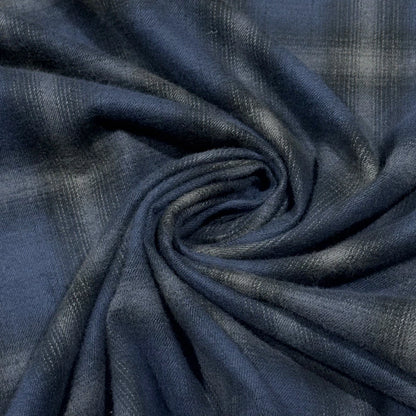 生地 【 シャドウチェックネル ダークネイビー 】 112cm巾 綿100％ フランネル 起毛