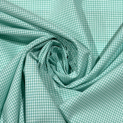生地 【 綿ポリ ギンガム ミント 】 115cm巾 綿ポリ生地 チェック柄生地