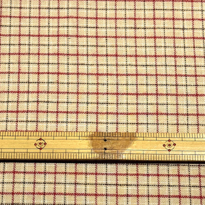 生地 【 ネル チェック ベージュ赤 】 112cm巾 綿100％ フランネル チェック 起毛