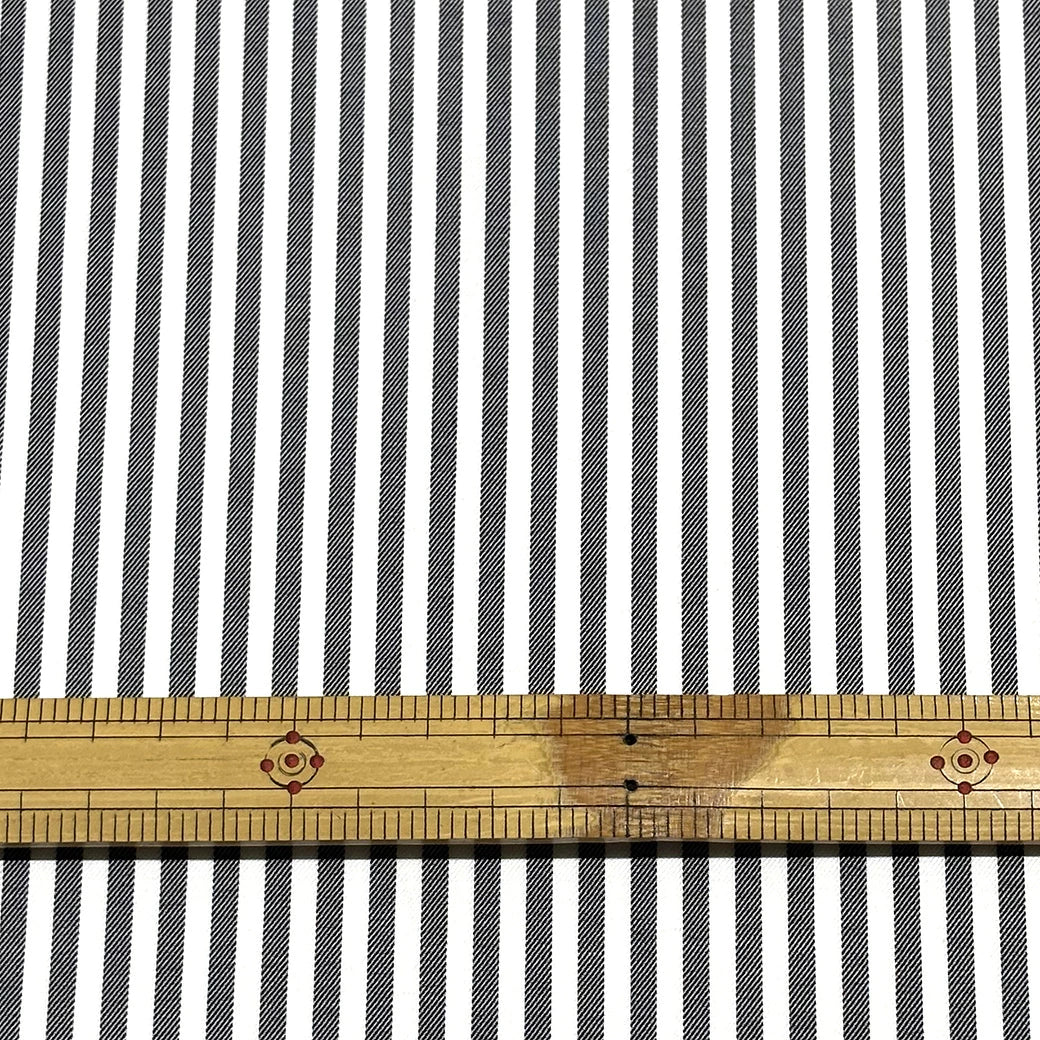 生地 【 ツイルストライプ 黒白 】 110cm巾 綿100％ コットンツイル 綾織