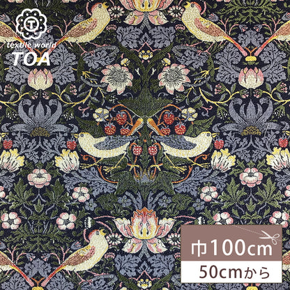 生地 【 V&A Fabric Collection Strawberry shief いちご泥棒 ネイビー 】 ゴブラン ウィリアムモリス ゴブラン織 100cm巾 モリス生地 ポリエステル