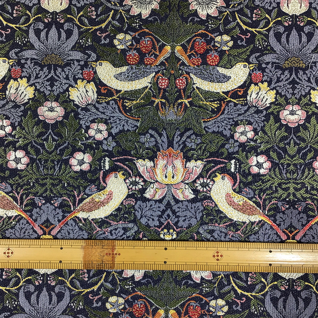 生地 【 V&A Fabric Collection Strawberry shief いちご泥棒 ネイビー 】 ゴブラン ウィリアムモリス ゴブラン織 100cm巾 モリス生地 ポリエステル