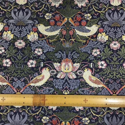 生地 【 V&A Fabric Collection Strawberry shief いちご泥棒 ネイビー 】 ゴブラン ウィリアムモリス ゴブラン織 100cm巾 モリス生地 ポリエステル