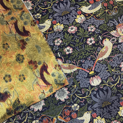 生地 【 V&A Fabric Collection Strawberry shief いちご泥棒 ネイビー 】 ゴブラン ウィリアムモリス ゴブラン織 100cm巾 モリス生地 ポリエステル