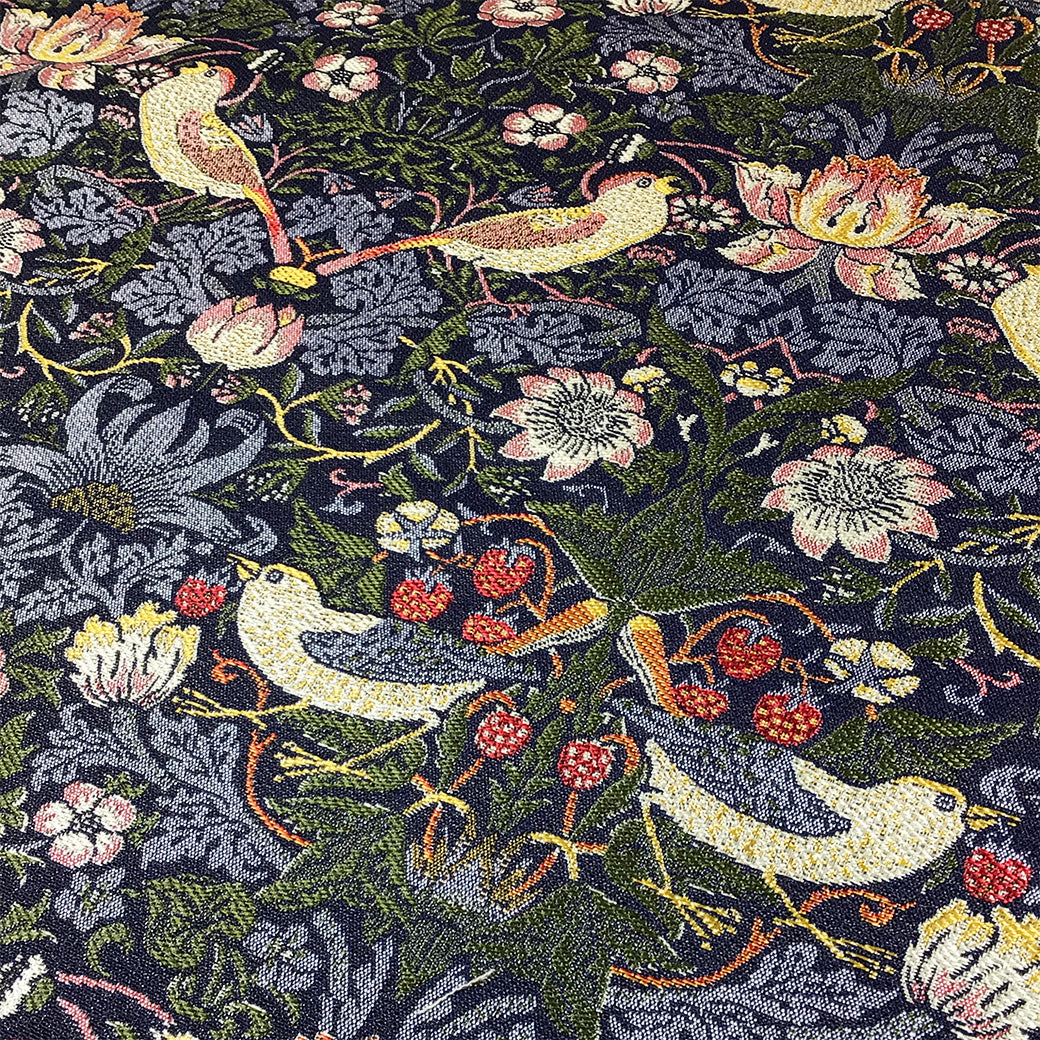 生地 【 V&A Fabric Collection Strawberry shief いちご泥棒 ネイビー 】 ゴブラン ウィリアムモリス ゴブラン織 100cm巾 モリス生地 ポリエステル