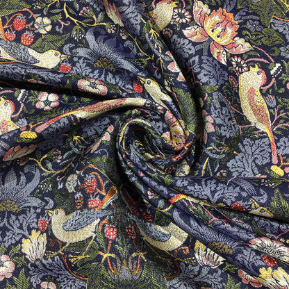 生地 【 V&A Fabric Collection Strawberry shief いちご泥棒 ネイビー 】 ゴブラン ウィリアムモリス ゴブラン織 100cm巾 モリス生地 ポリエステル