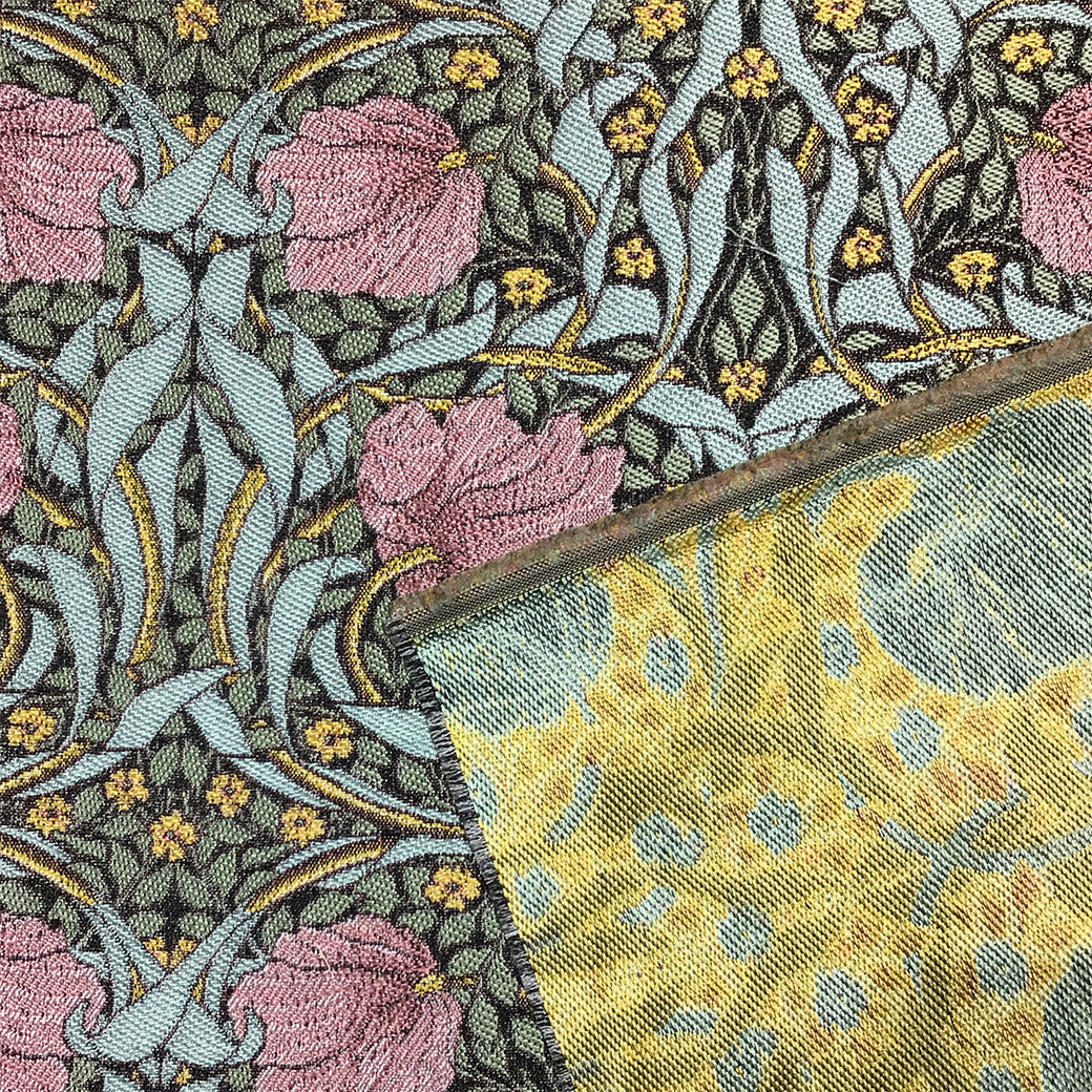 生地 【 V&A Fabric Collection Pimpernel ピンパーネル ブラック×ピンク 】 ゴブラン ウィリアムモリス ピンパネル ゴブラン織 100cm巾 モリス生地 ポリエステル