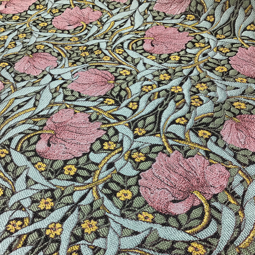 生地 【 V&A Fabric Collection Pimpernel ピンパーネル ブラック×ピンク 】 ゴブラン ウィリアムモリス ピンパネル ゴブラン織 100cm巾 モリス生地 ポリエステル