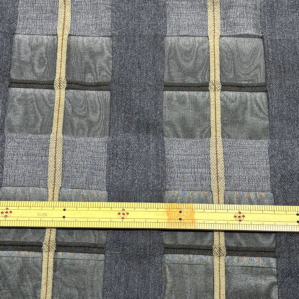 生地【 ジャガード シースルーチェック 黒グレー 】116cm巾 シースルージャガード チェック柄 ウール混素材