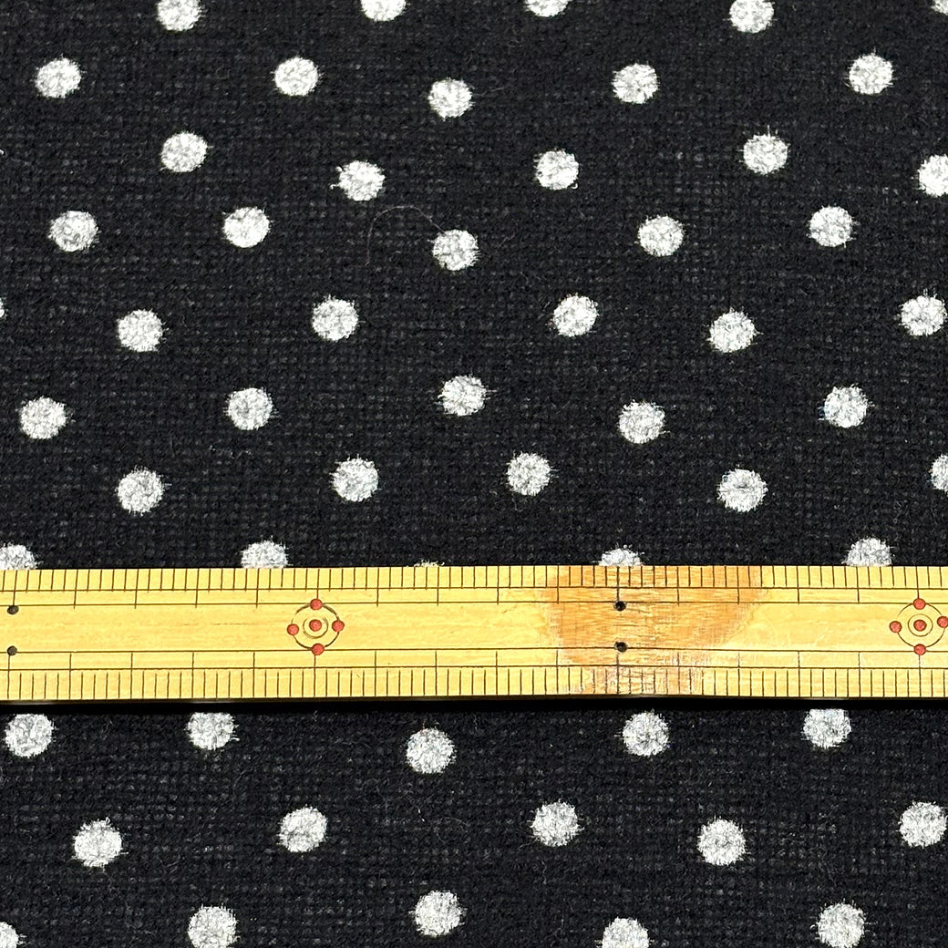 生地 【 ウールガーゼオンドット 黒白/黒 】 108cm巾 ドット柄生地