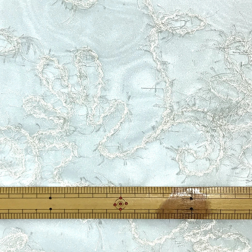生地 【 フリンジカットボイル スカイ 】 144cm巾 幅広 ボイル生地 透け感生地 シアー生地 薄手生地 軽量生地