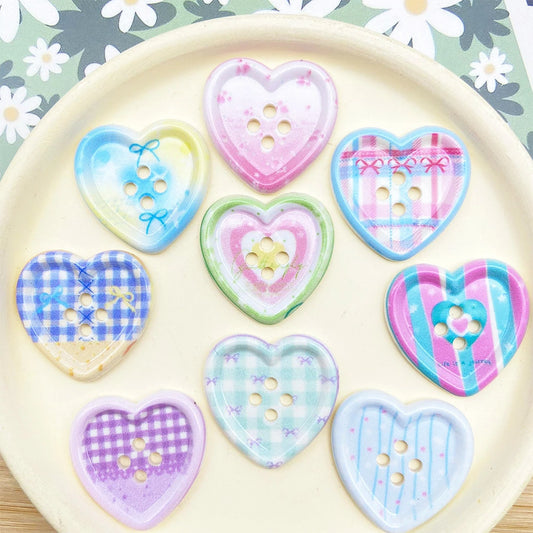 ボタン 【 ハートボタンカラフルMIX 10個入 】 ぼたん 釦 パジャマ シャツボタン ブラウス 10個入り