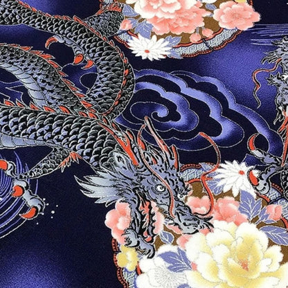 生地【和柄　京彩華　龍　2A青】 京彩華 和柄生地 綿100％ スケア生地 プリント生地 和風 和モダン 日本柄 龍柄