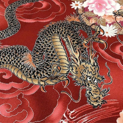 生地【和柄　京彩華　龍　2C赤】 京彩華 和柄生地 綿100％ スケア生地 プリント生地 和風 和モダン 日本柄 龍柄