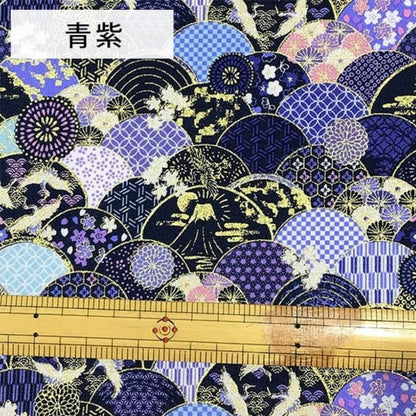 生地 【 和柄 和彩 青海波 青紫】 112cm巾 綿100％ 和柄生地 青海波柄生地 スケア生地 シーチング生地