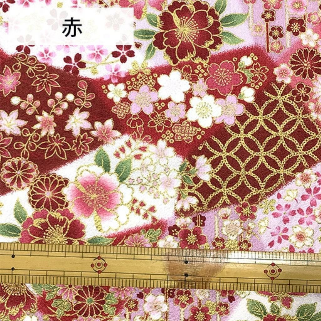 生地 【 和柄エンボス さくら 赤 】 112cm巾 綿100％ 桜柄生地 桜生地 和柄生地 和柄布 和風生地