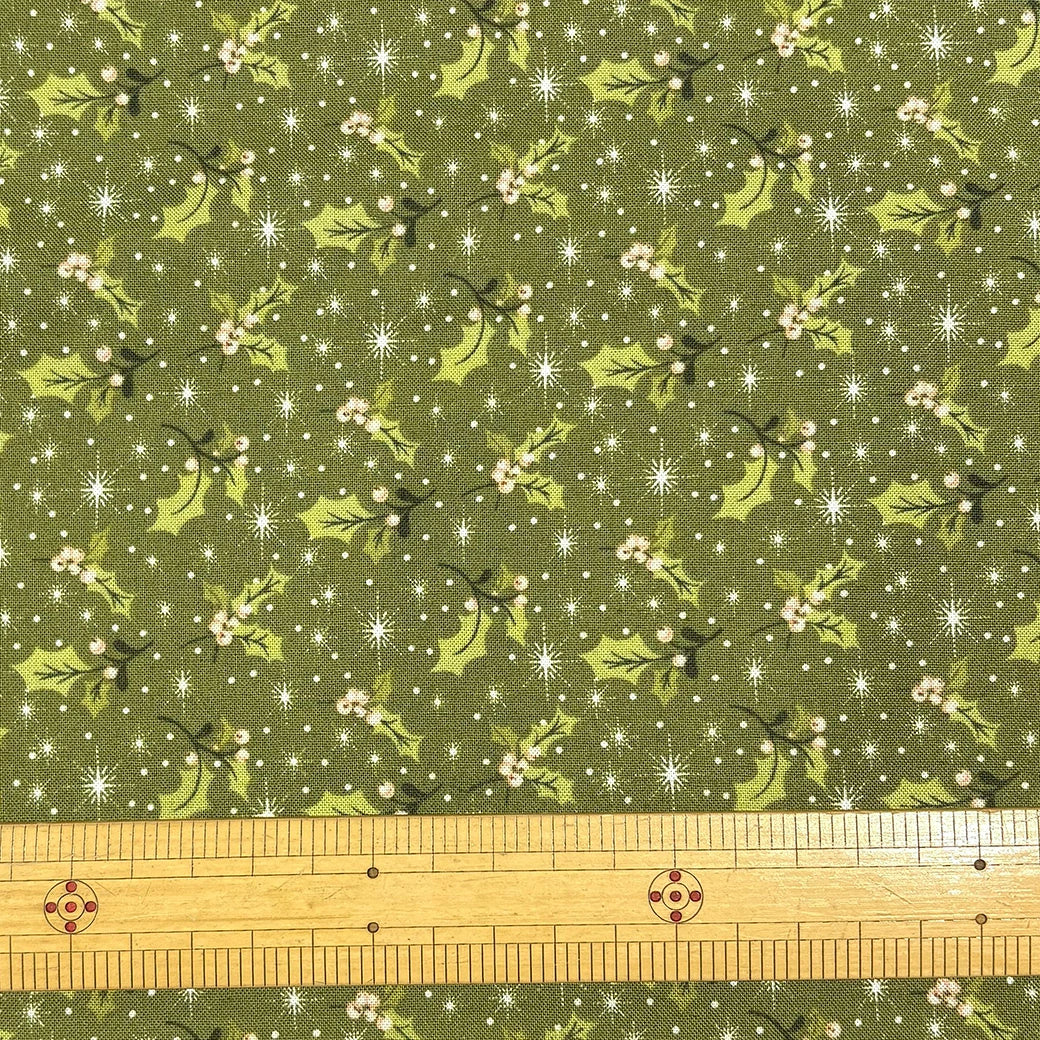 生地 柊柄 緑 アメリカンコットン プリント 綿100％ コットン生地 110cm巾 USAコットン