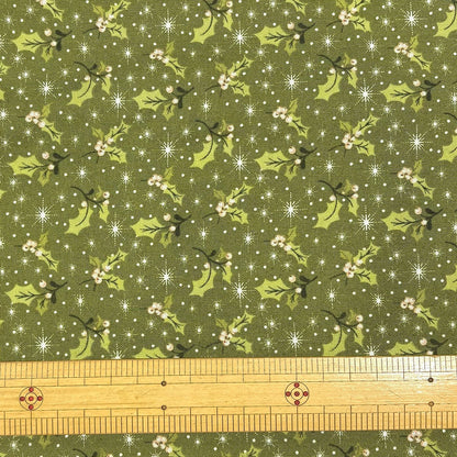 生地 柊柄 緑 アメリカンコットン プリント 綿100％ コットン生地 110cm巾 USAコットン
