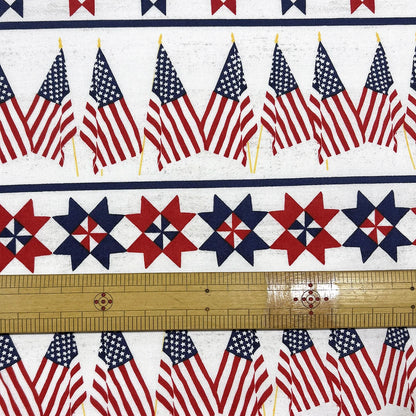生地 アメリカ国旗柄 白 アメリカンコットン プリント 綿100％ コットン生地 110cm巾 USAコットン