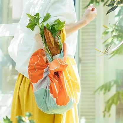 【 100 アクアドロップ Re-Free Adeline Klam 牡丹 オレンジ (撥水加工) 】 風呂敷 風呂敷エコバッグ ふろしき むす美 ひめむすび アクアドロップシリーズ Adeline Klam×MU