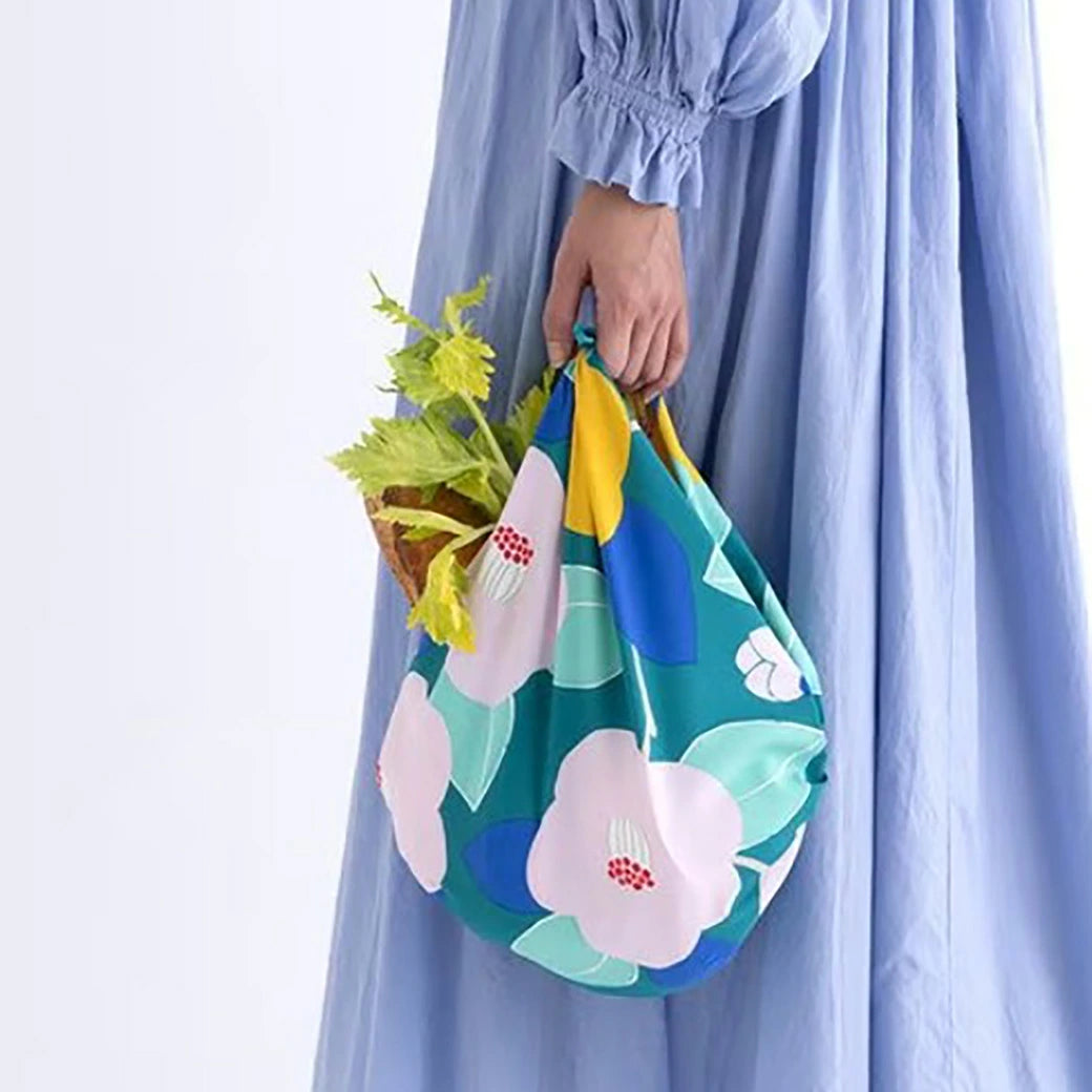 【 70 Adeline Klam アクアドロップ つばき グリーン(撥水加工) 】 風呂敷 風呂敷エコバッグ ふろしき