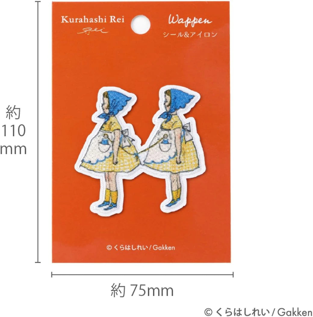 ワッペン【 くらはしれいワッペン 頭巾の双子 KRW-06 】 くらはしれい Kurahashi Rei アイロンワッペン シールワッペン 刺繍ワッペン 刺しゅうワッペン 両用