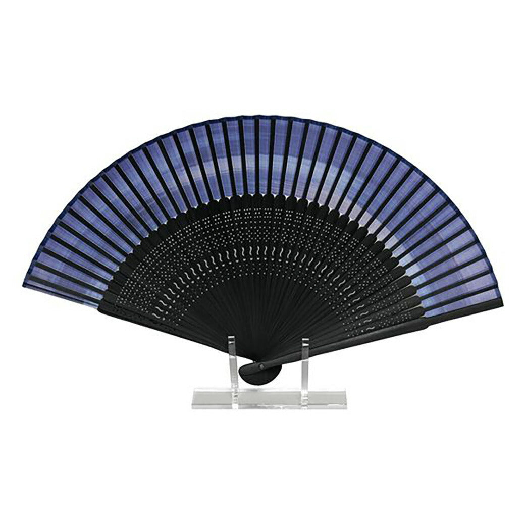 【 扇子 瑠璃 70型40間 AW286 】 短地布扇子 瑠璃色 短地扇子 むら染め風 末広がり レディース用 女性用 男性用 紳士用 男女兼用 ケース付き 伝統和柄 フォーマル ビジネス用 和装小物 和服 浴衣 着物 日本