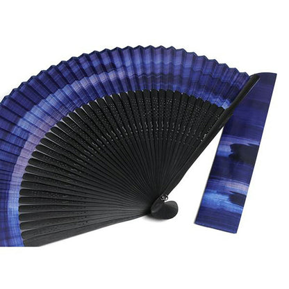 【 扇子 瑠璃 70型40間 AW286 】 短地布扇子 瑠璃色 短地扇子 むら染め風 末広がり レディース用 女性用 男性用 紳士用 男女兼用 ケース付き 伝統和柄 フォーマル ビジネス用 和装小物 和服 浴衣 着物 日本