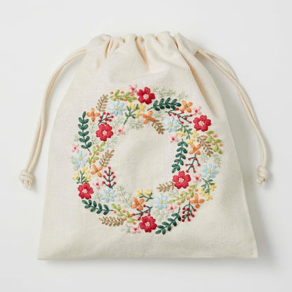 【 LECIEN 刺しゅうキット 小花のリース ホワイト No.542403 】 yulaのこころ躍る草花刺繍 刺繍 刺繍キット