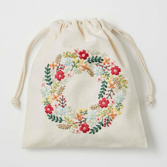 【 LECIEN 刺しゅうキット 小花のリース ホワイト No.542403 】 yulaのこころ躍る草花刺繍 刺繍 刺繍キット