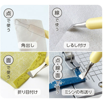 クロバー 【 金属へら＆鉄筆 21-084 】 へら 鉄筆 トレーサー 刺しゅう 刺繍 ミニチュアキルト ドールメイキング カルトナージュ ペーパークラフト 小物づくり ミシン作業 細かい作業 折り目付け 角出し 押し込み し