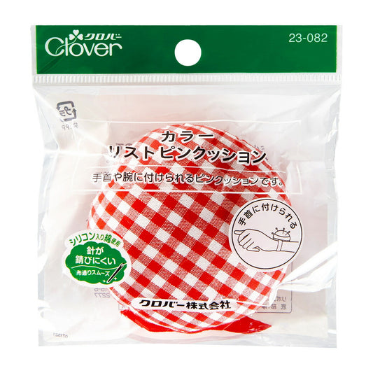 【 クロバー カラーリストピンクッション 22-082 】ピンクッション ギンガムチェック 腕輪 パッチワーク 刺しゅう 刺繍 clover ゴムベルト式 裁縫 裁縫道具 ソーイング 手芸用品 ノーション ハンドメイド チェッ