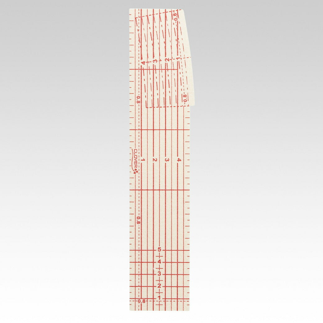 【 クロバー アイロン定規 ロング 25-059 】 定規 直線定規 ものさし カーブものさし カーブ辺 裾上げ 三つ折り 折り返し しるしつけ 線引き clover 型紙 補正 製図 ぬいしろ付け 目盛 衿ぐり アームホール