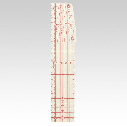 【 クロバー アイロン定規 ロング 25-059 】 定規 直線定規 ものさし カーブものさし カーブ辺 裾上げ 三つ折り 折り返し しるしつけ 線引き clover 型紙 補正 製図 ぬいしろ付け 目盛 衿ぐり アームホール