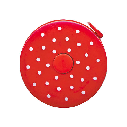 ミササ 【 DOT MEASURE メジャー 2m レッド No.1380 】 ドットメジャー 巻き尺 オートメジャー ロータリーメジャー テープメジャー 水玉柄 ドット柄 水玉模様 洋裁 裁縫 定規 200cm 2m 2メー