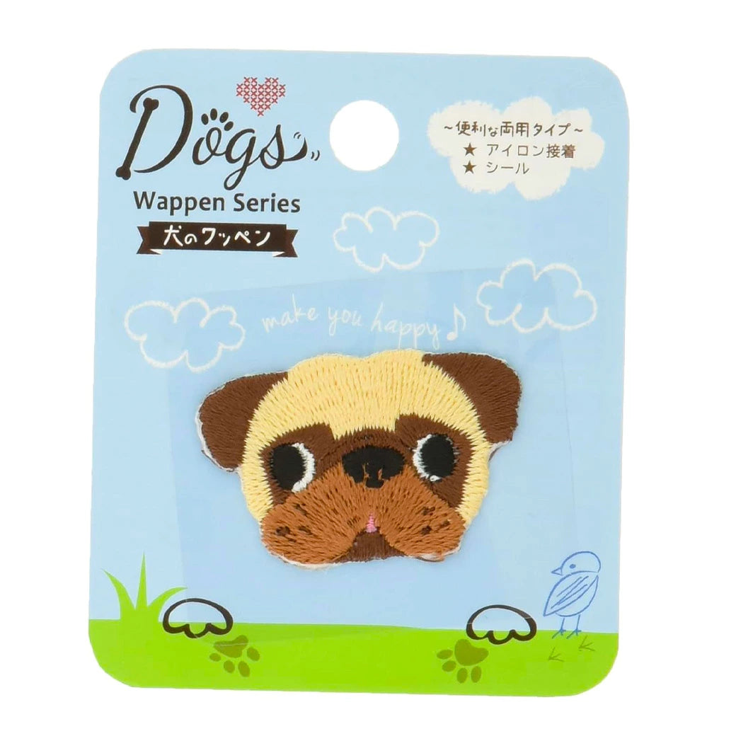 ワッペン【 犬のワッペン DOG018 パグ 】 アイロンワッペン シールワッペン 犬 わんちゃん わんこ