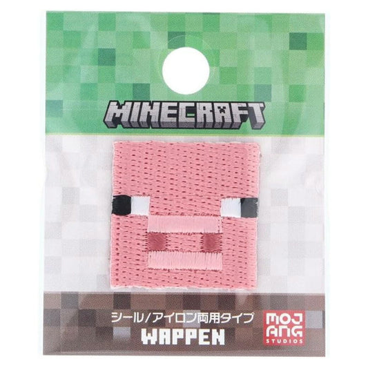 ワッペン【 MINECRAFT ワッペンシール PIGアイコン MYS005 】 シール・アイロン接着両用タイプ マインクラフト マイクラ キャラクター ステーショナリー スマートフォン バッグ ハンカチ ワンポイント 衣服 入園