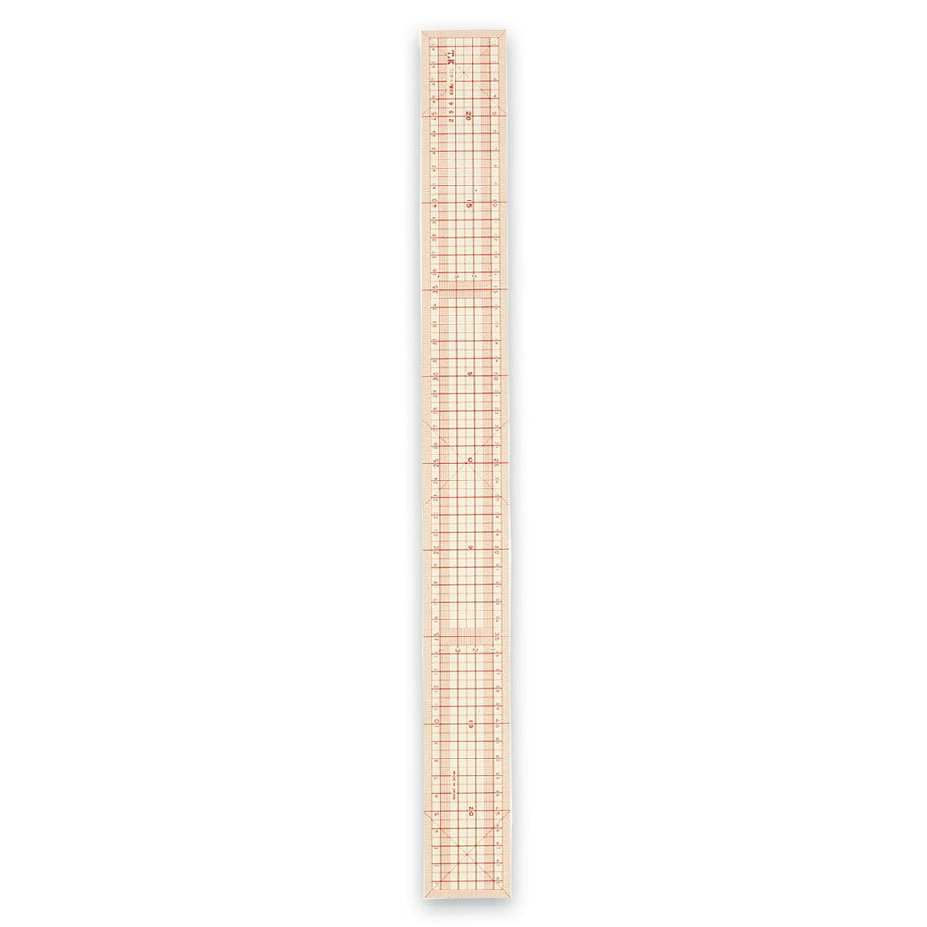 カワグチ 【 カワグチ コーティング方眼定規 50cm 赤目盛 05-505 】 直線定規 定規 ものさし 50センチ 直線 まっすぐ 型紙 型紙製図 製図 型紙作成 線引き 裁断 服作り 手芸用品 裁縫道具 ノーション ハン