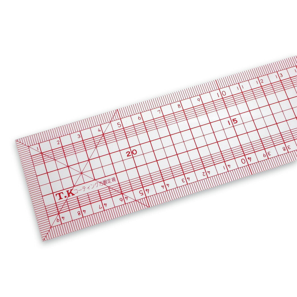 カワグチ 【 カワグチ コーティング方眼定規 50cm 赤目盛 05-505 】 直線定規 定規 ものさし 50センチ 直線 まっすぐ 型紙 型紙製図 製図 型紙作成 線引き 裁断 服作り 手芸用品 裁縫道具 ノーション ハン