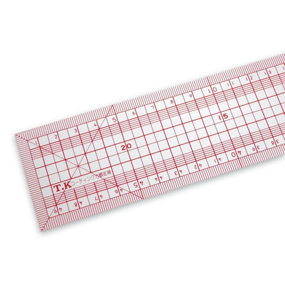 カワグチ 【 カワグチ コーティング方眼定規 50cm 赤目盛 05-505 】 直線定規 定規 ものさし 50センチ 直線 まっすぐ 型紙 型紙製図 製図 型紙作成 線引き 裁断 服作り 手芸用品 裁縫道具 ノーション ハン