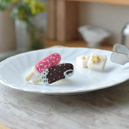 【 MIYUKI はらぺこブローチ アイスキャンディー icepop 】 刺しゅうキット ブローチ ビーズ刺繍 刺しゅう ビーズキット